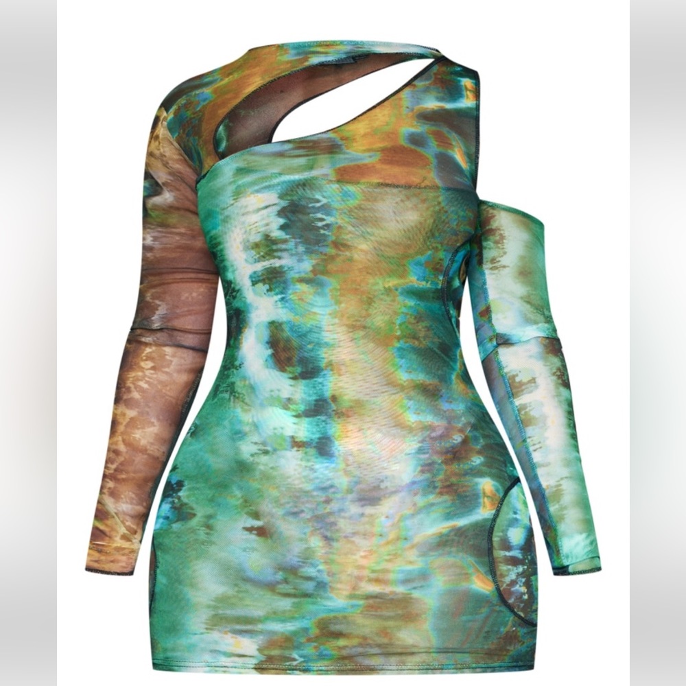 Green Pretty Little Thing Shape mesh dress